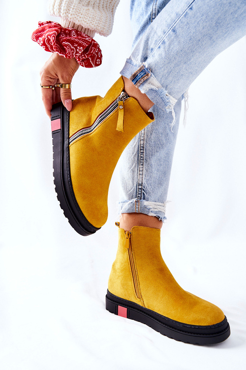 Suede Boots Jodhpur topánky na platforme žltej Nessa