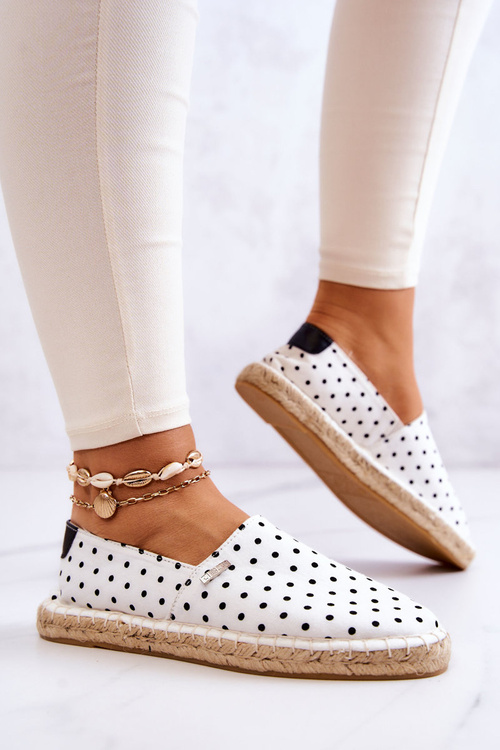 Ženská polka dot espadrilles veľká hviezda jj274870 biela
