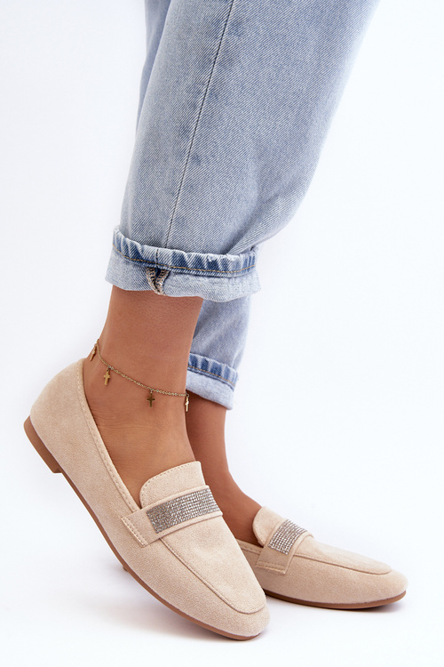 Dámske mokasáre s kamienkami Beige ralrika