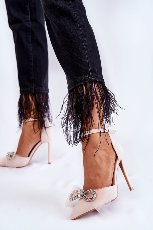 Elegantní lodičky Na špendlíku S Mašlí Béžove Hettie