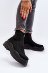 Čierne dámske ponožkové topánky s hrubou podrážkou Elipara