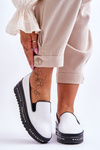 Kĺzané kožené tenisky na platforme White Madeline Platform