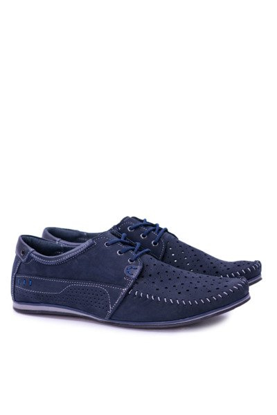Morty Navy Blue Leather Poise