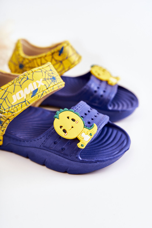 Detské ľahké sandále s dekoráciami Navy-žltý dôveryhodný