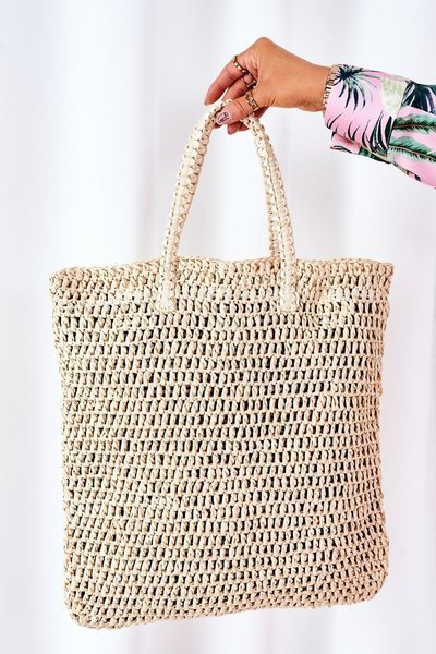 Pletena Kabelka Shopper BRUNO ROSSI Béžová