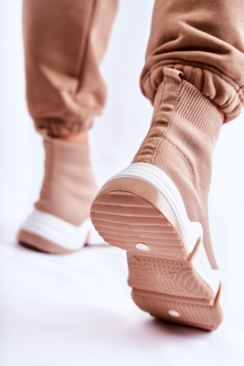 Dámska vysoká materiálová športová topánka Bege Morris