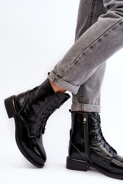 Pohodlné Lakované Zateplené Botky Černé Lemar Revin