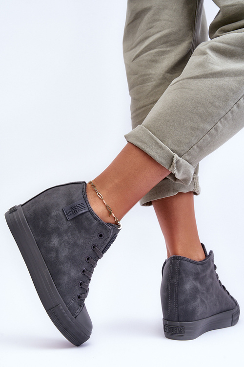 Dámske kožené tenisky na veľkej hviezde MM274005 Gray Wedge