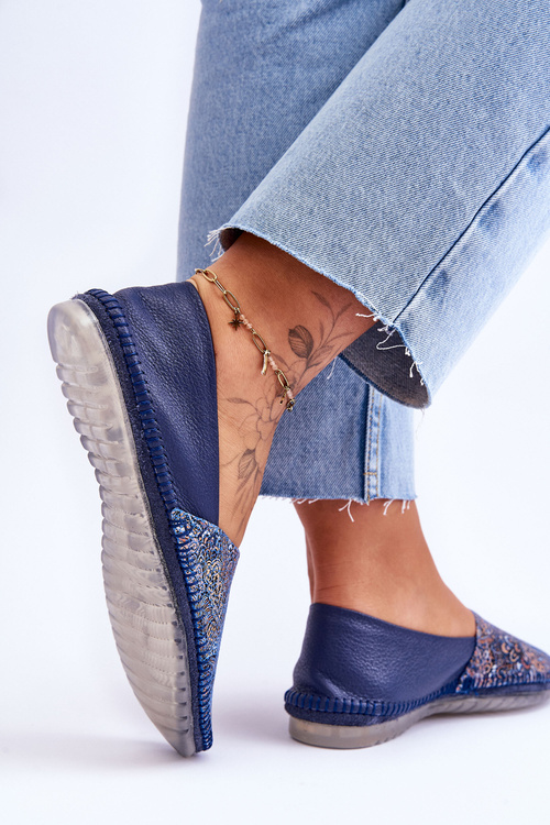 Dámska kožená balerinas Maciejka 01930-103 NAVY MODRE