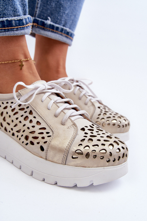 Kožené topánky na plošine béžovej hypnózy lemar