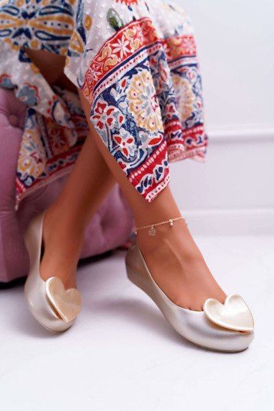 Zlaté dámske baleríny Meliski Diamond Hearts