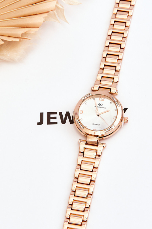 Dámske oceľové hodinky s Giorgio a Dario zircons Pink Gold