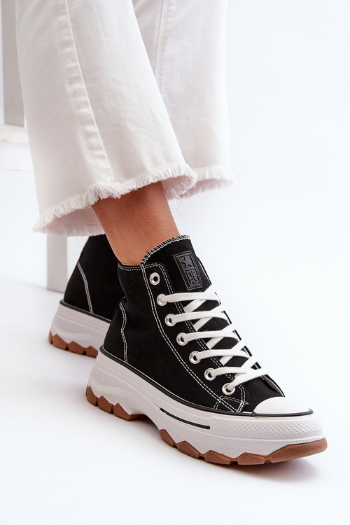 Čierne vysoké dámske tenisky na platforme Valvia