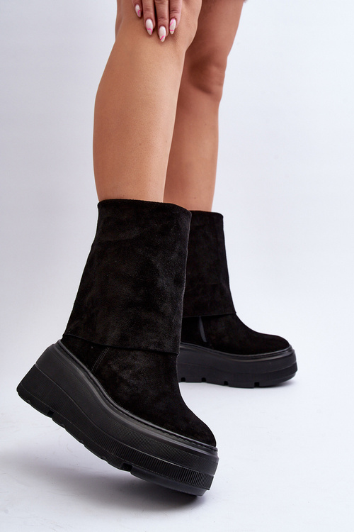 Suede Boots na čiernej platforme Maciejka 05319-01