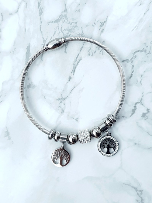 Dámský Náramek Na ocelové lince stříbrné přívěsky Charms