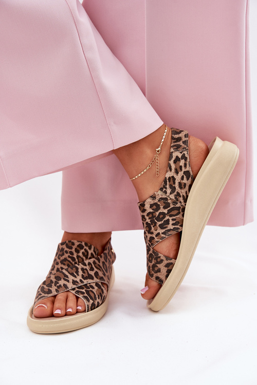 Zazoo 40392 Kožené Sandály Dámské Leopardí Hnědé