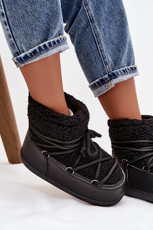 Dámské sněhule s beránkovým kožíškem typu vázané Černé Belira