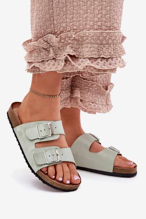 Dámske Sandále Na Korkovej Platforme S Prezkou Mätová Evisolla