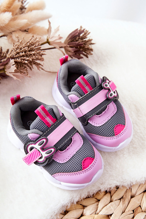 Detské športové topánky pre suchý zips befado 516p091 Gray-ružové