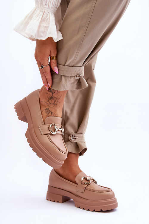 Dámské kožené slip-on mokasíny Béžová Albie