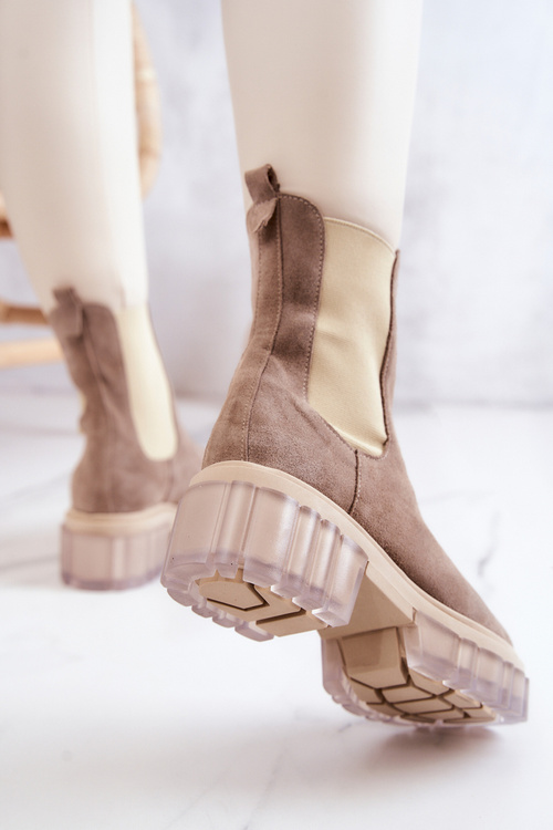 Dámské semišové béžové kozačky Eliann