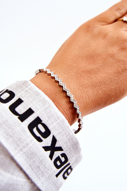 Dámský Náramek z nerezové oceli se Zirkony Stříbrný Crown