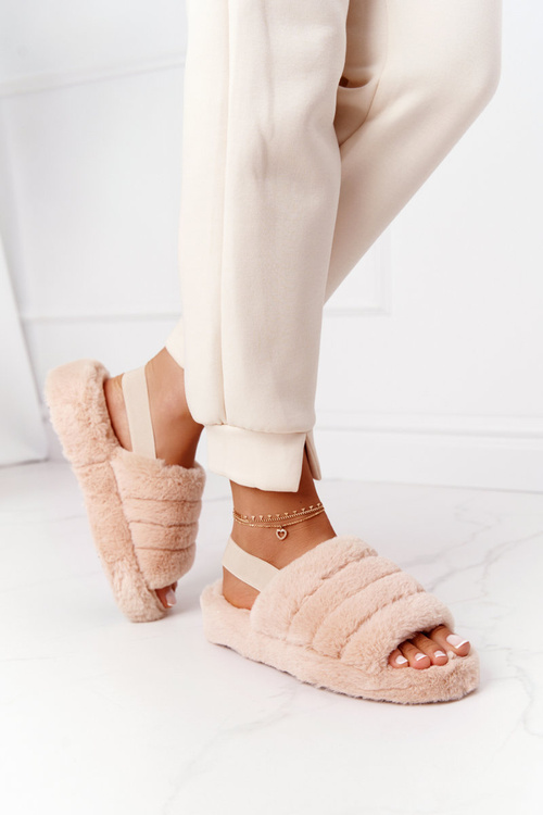 Kožušina na platforme Snowflake béžová platforma