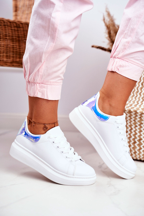 Športové dámske topánky lu boo biele kovové modrá matilda