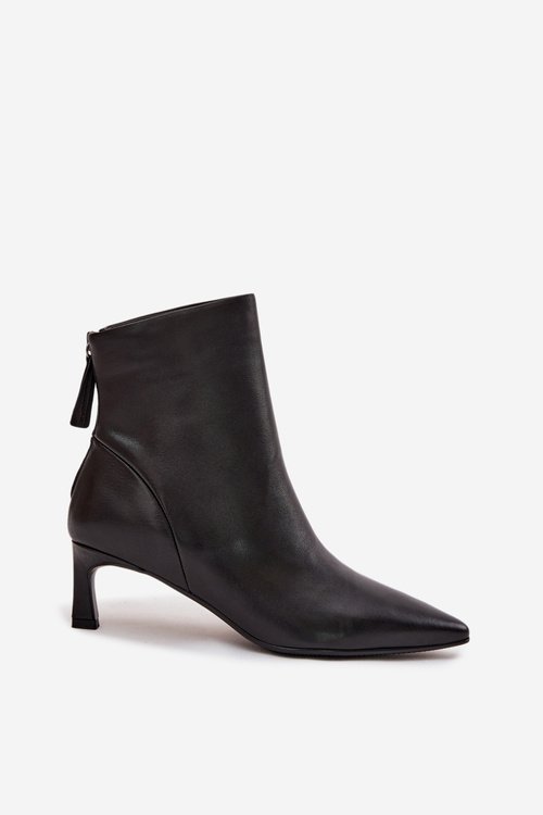 Dámske čižmy z pravej kože na opätku D&A CR52-661 Čierne