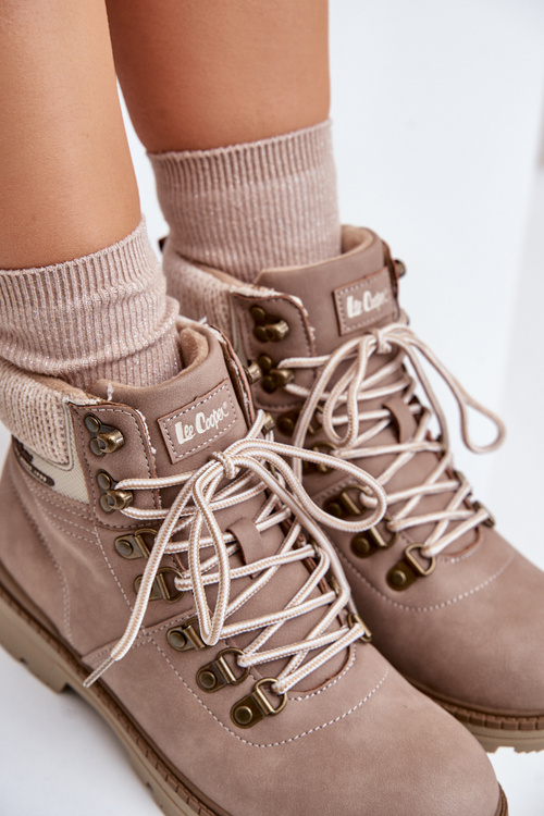 Zateplené dámske topánky tmavo béžové Lee Cooper LCJ-24-03-3042