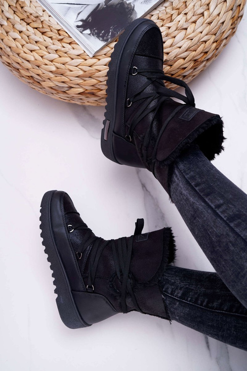 Dámské Sněhule Zateplené Kožešinou Černé Fereni