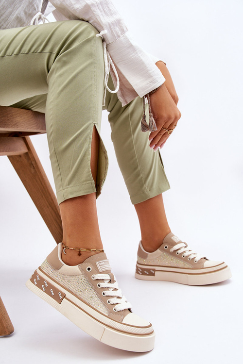 Ženské tenisky s kamienkami goe ll2n4055 beige