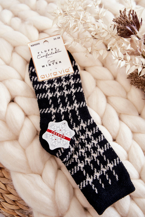 Dámské teplé ponožky mříž Černá a bílá