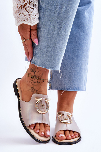 Kožené pantofle Pohodlná obuv S.Barski KV-2775-32 Nude