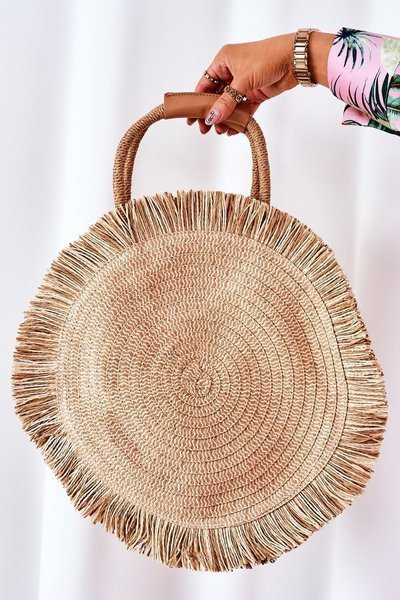 Opletená guľatá kabelka bruno béžová béžová