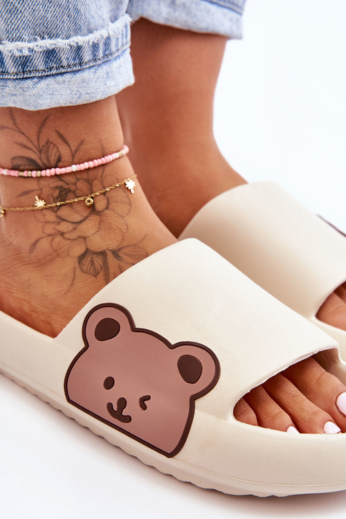 Dámské lehké pěnové pantofle Bear Motiv Béžove Parisso