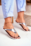 Lu Boo Metallic Flip -flops Silver Faces II Gat.