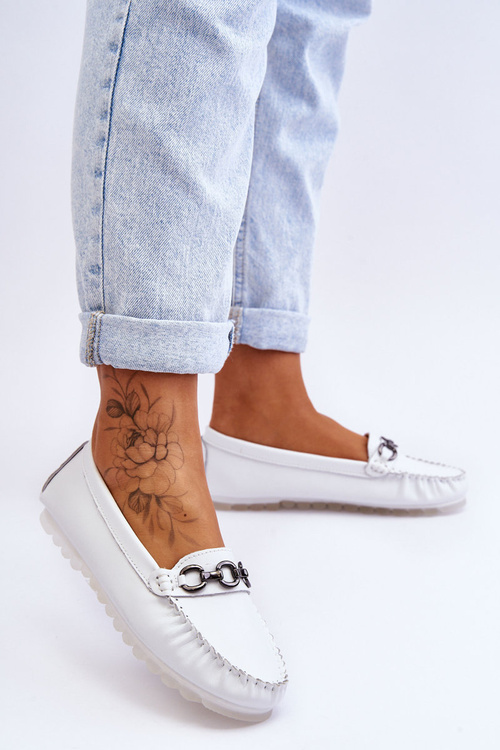 Dámské pohodlné kožené mokasíny Bílé Miguel