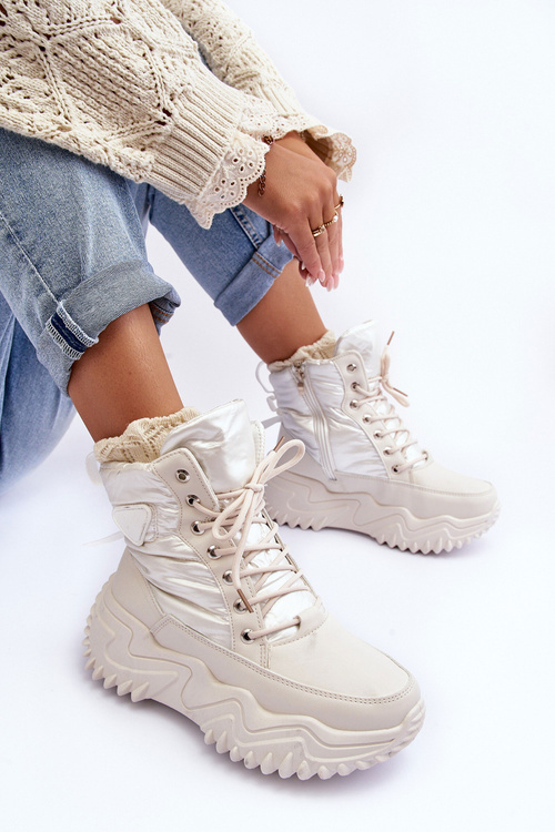 Ocieplané Botky Na Masivní Platformě Světle Béžové Lanleh