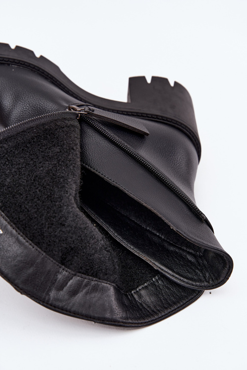 Dámske členkové topánky s masívnym podpätkom s dvojitým zipsom Vinceza 58605 Čierne