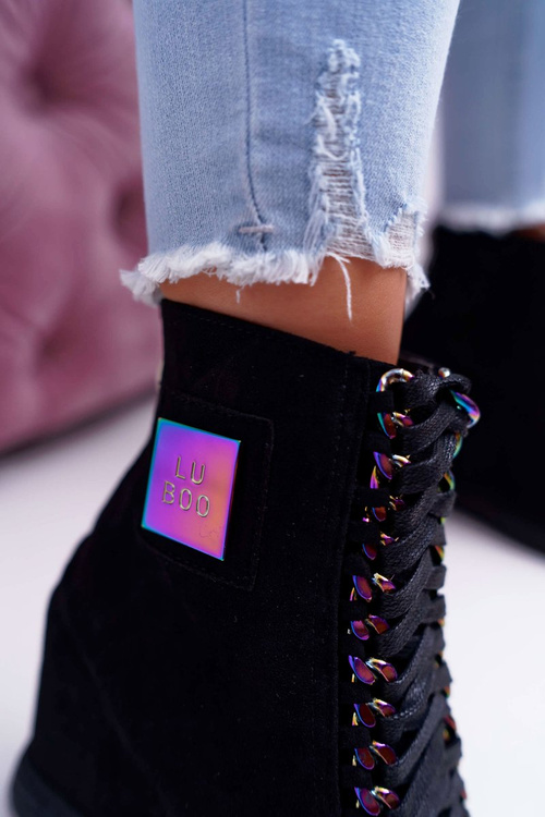 Dámská obuv sneakers Lu Boo Černé hrající duhovými barvami Monica