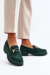 Semišové klasické mokasíny s třásněmi Zelené Averil