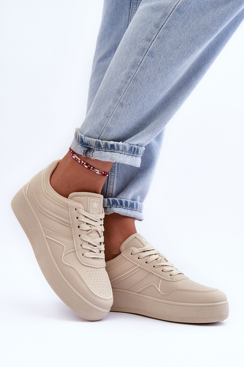 Dámské sportovní boty na platformě béžové Pudina