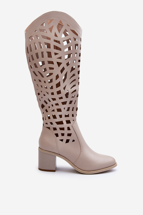 Průsvitné kozačky na podpatku černé Pinkema