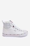 Dámske vysoké tenisky krížové džínsy KK2R4060C White