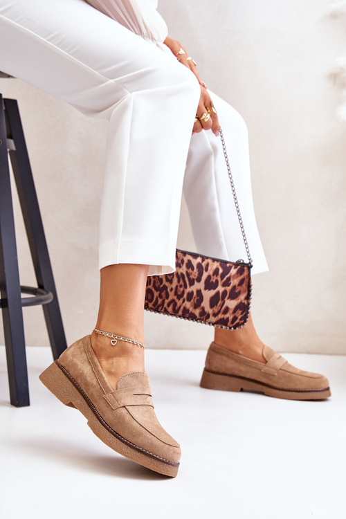 Klasické Dámské Mokasíny Z Eko Semiše Béžové Belania