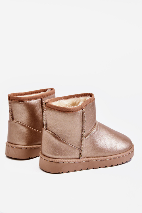 Teplé dětské sněhové boty s kožešinou Champagne Scooby