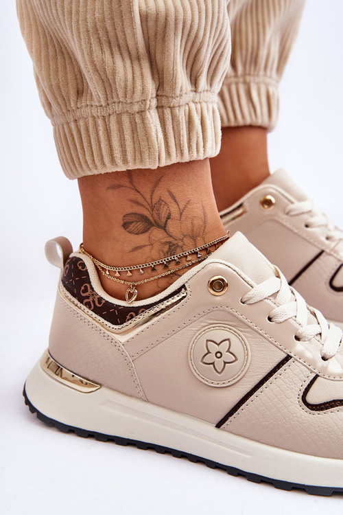 Módne kožené športové topánky Beige-Brown Rachel