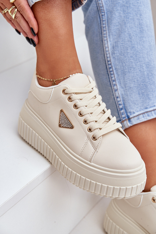 Štýlové tenisky na masívnej platforme svetlo béžové Vallexia