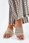 Dámské Pantofle S Pletením Na Podpatku Zlaté Ciariloria